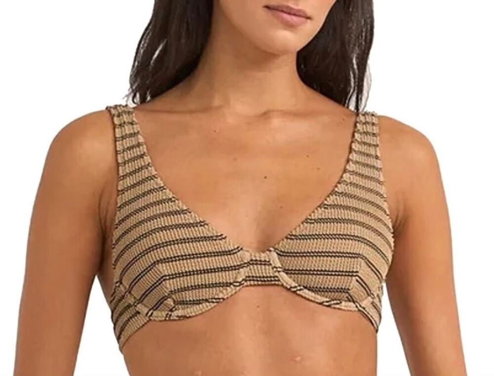 Rhythm Sol Stripe Textured Underwire Swim Bikini Top XXL NWOT